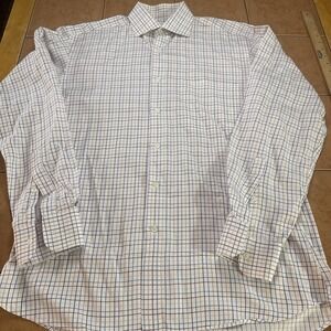 Ben Silver Charleston Sz 15.5-35‎ White Multi Color Plaid Dress Shirt USA Made